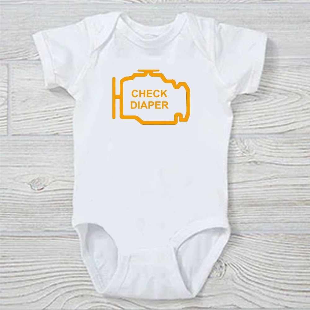 Check Diaper Funny Baby Onesie. NEW